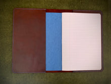 Load image into Gallery viewer, Minimalist Journal Cover | A4 | Brown with blue stitching